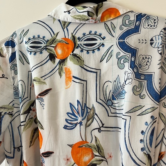 Chico's Orange Gray Midi Sundress with Notched Collar - Picture 7 of 7